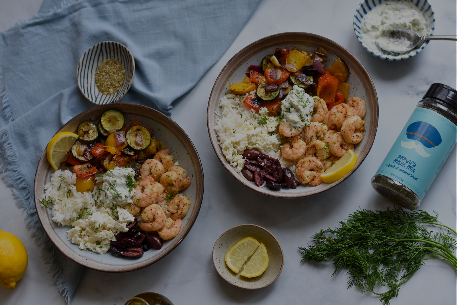 Greek Shrimp Bowls with Rice
