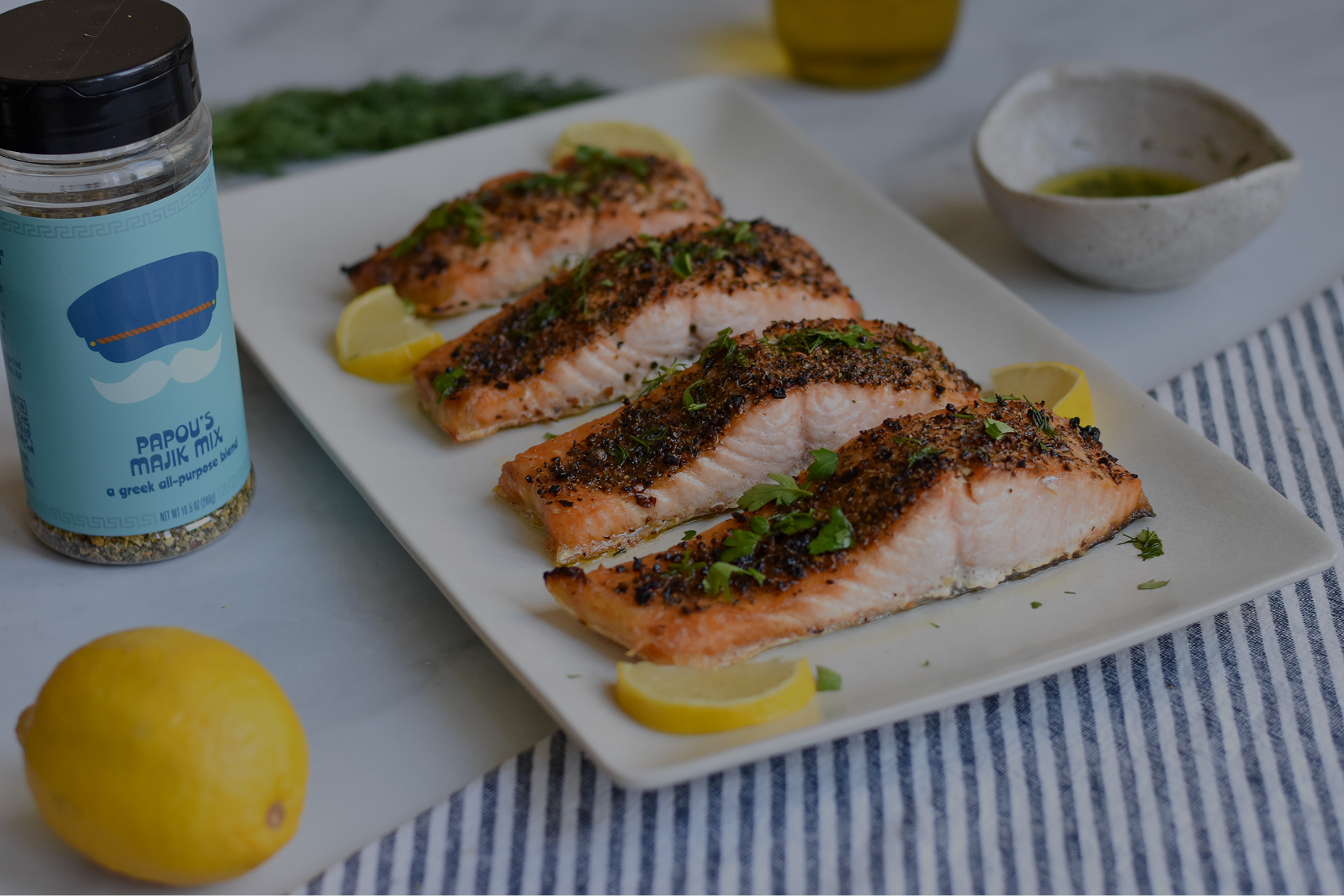 Broiled Salmon With Lemon Herb Sauce